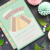 Matcha Strawberry Sandwich Birthday Picnic Einladung