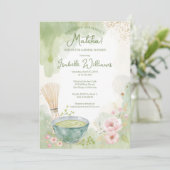 Matcha Tea Bridal Shower Green Tea Party Einladung (Stehend Vorderseite)