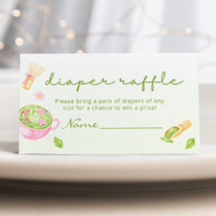 Matcha-Tee-Baby-Shower-Windel-Raffel Begleitkarte