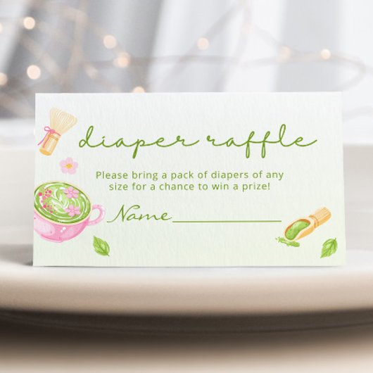 Matcha-Tee-Baby-Shower-Windel-Raffel Begleitkarte