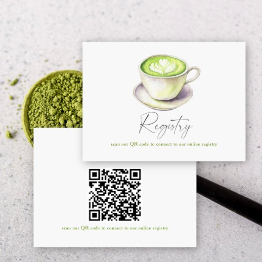 Matcha Tee Brautparty QR Code für Registrierung Begleitkarte