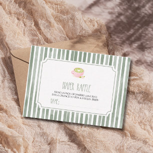 Matcha-Tee-Salbei-gestreifte Babyparty-Windel-Raff Begleitkarte