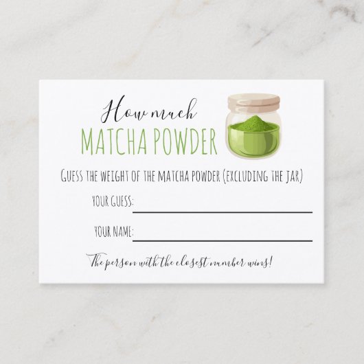 Matcha Theme Party Game Guessing Card Platzkarte (Vorderseite)