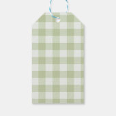 Matcha Themed Green Gingham Kariert Baby Dusche Geschenkanhänger (Rückseite)