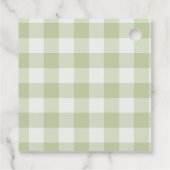 Matcha Themed Green Gingham Kariert Baby Dusche Geschenkanhänger (Rückseite)