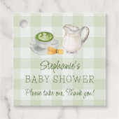 Matcha Themed Green Gingham Kariert Baby Dusche Geschenkanhänger (Vorderseite)