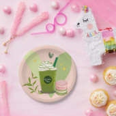 Matcha und Macarons Pappteller (Party)