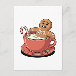 Matcha-Weihnachts-Gingerbread-Latte Grüner Trank  Einladungspostkarte