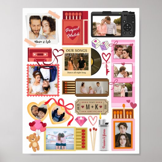 Matchbox Perfect Match Couple Retro Photo Collage Poster (Vorne)