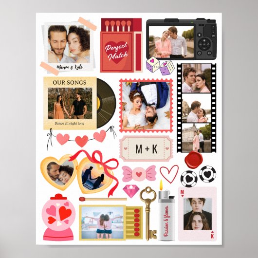Matchbox Photo Collage Perfect Match Couple Retro Poster (Vorne)