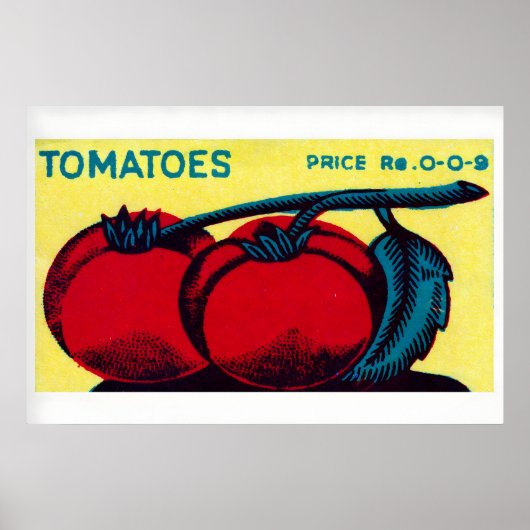 Matchbox Wall Art Vintage Indian Tomato Label Poster (Vorne)