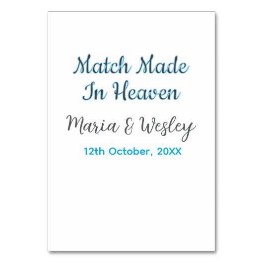 Matches aus dem himmlischen schwarzen Paardatum Tischnummer (Vorderseite)