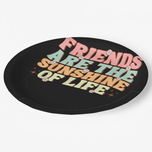 Matching Besties Blume Friends sind die Sonnensche Pappteller (Schrägansicht)