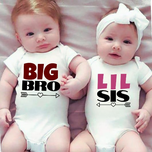 Matching Big Brother Little Sister Baby Strampler