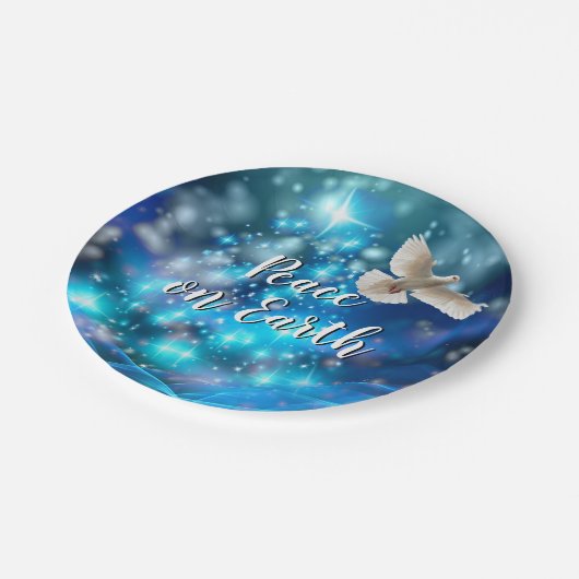 Matching Blue Dove Peace Christmas 7" Pappteller (Schrägansicht)
