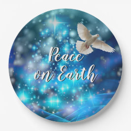 Matching Blue Dove Peace Christmas 9" Pappteller