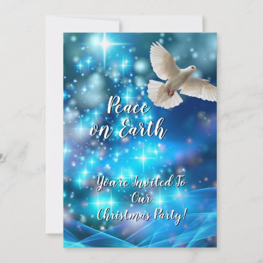 Matching Blue Dove Peace Christmas Party Einladung (Vorderseite)