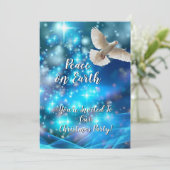Matching Blue Dove Peace Christmas Party Einladung (Stehend Vorderseite)