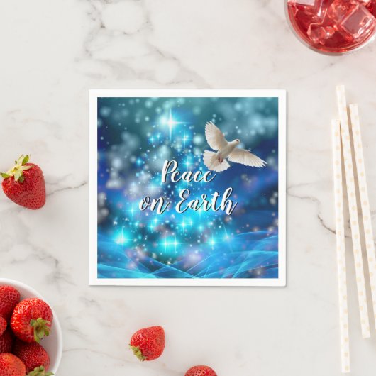 Matching Blue Dove Peace Weihnachtscocktail Serviette (Beispiel)