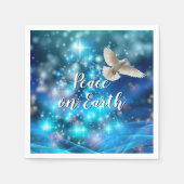 Matching Blue Dove Peace Weihnachtscocktail Serviette (Vorderseite)