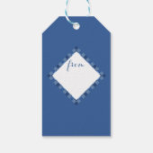 Matching Blue Gingham Diamant Tags Geschenkanhänger (Rückseite)