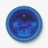 Matching Blue Nativity Christmas 7" Pappteller (Vorderseite)