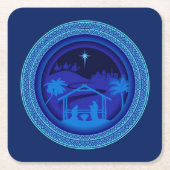 Matching Blue Nativity Weihnachten Rechteckiger Pappuntersetzer (Vorderseite)