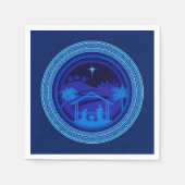 Matching Blue Nativity Weihnachtscocktail Serviette (Vorderseite)