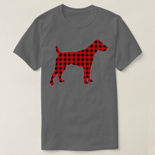 Matching Buffalo Kariert Fox Terrier Dog Christmas T-Shirt (Design vorne)