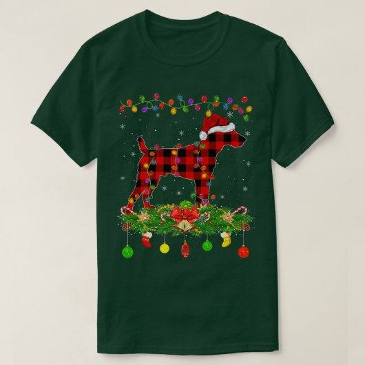 Matching Buffalo Kariert für Terrier Dog Christmas T-Shirt (Design vorne)
