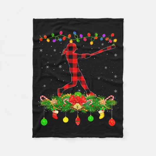 Matching Buffalo Plaid Softball Srts Christmas Paj Fleecedecke (Vorderseite)