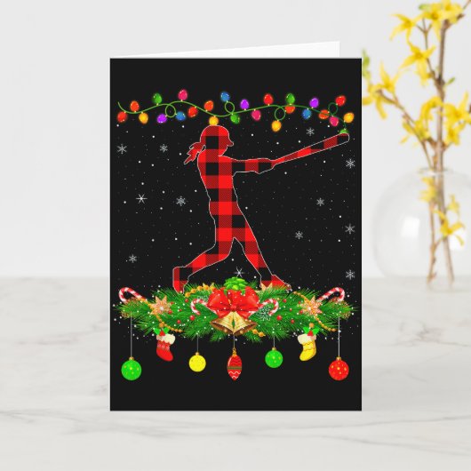 Matching Buffalo Plaid Softball Srts Christmas Paj Karte (Gelbe Blume)