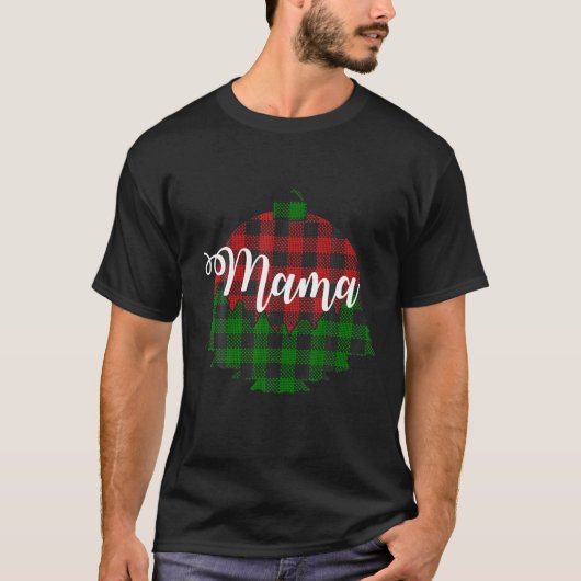 Matching Christmas Pajama Red Pläd Mama Bear T-Shirt (Vorderseite)