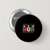 Matching Christmas Santa Hat Ho Ho Ho Giraffe Anim Button (Vorne & Hinten)