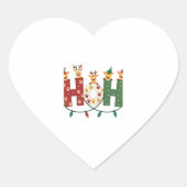 Matching Christmas Santa Hat Ho Ho Ho Giraffe Anim Herz-Aufkleber (Vorderseite)