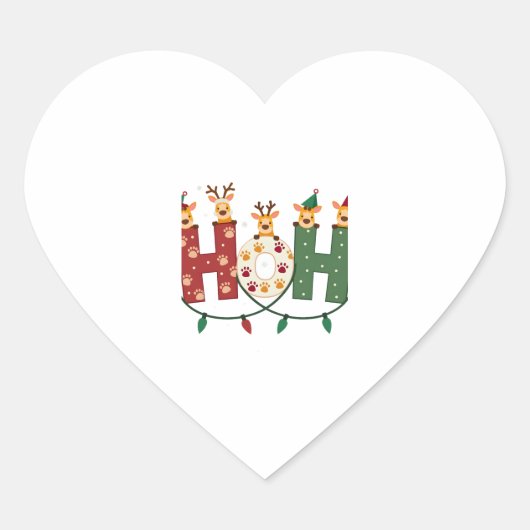 Matching Christmas Santa Hat Ho Ho Ho Giraffe Anim Herz-Aufkleber (Vorderseite)