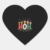 Matching Christmas Santa Hat Ho Ho Ho Giraffe Anim Herz-Aufkleber (Vorderseite)