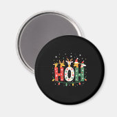 Matching Christmas Santa Hat Ho Ho Ho Giraffe Anim Magnet (Vorderseite/Rückseite)