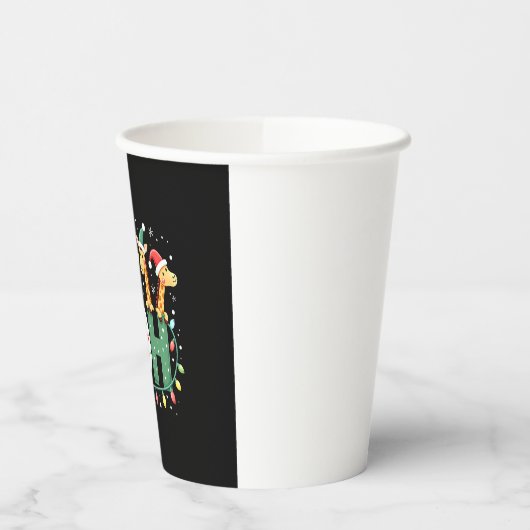 Matching Christmas Santa Hat Ho Ho Ho Giraffe Anim Pappbecher (Links)