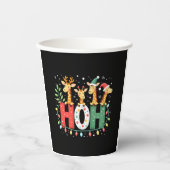 Matching Christmas Santa Hat Ho Ho Ho Giraffe Anim Pappbecher (Vorderseite)
