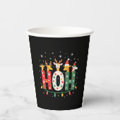 Matching Christmas Santa Hat Ho Ho Ho Giraffe Anim Pappbecher (Vorderseite)