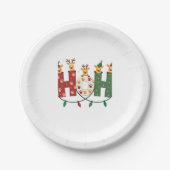 Matching Christmas Santa Hat Ho Ho Ho Giraffe Anim Pappteller (Vorderseite)