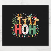 Matching Christmas Santa Hat Ho Ho Ho Giraffe Anim Schaumweinetikett (Einzelnes Label)