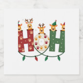 Matching Christmas Santa Hat Ho Ho Ho Giraffe Anim Schaumweinetikett (Einzelnes Label)