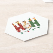 Matching Christmas Santa Hat Ho Ho Ho Giraffe Anim Untersetzer (angewinkelt)