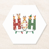 Matching Christmas Santa Hat Ho Ho Ho Giraffe Anim Untersetzer (Vorderseite)