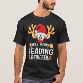 Matching Christmas Very Merry Reading Reindeer T-Shirt (Vorderseite)