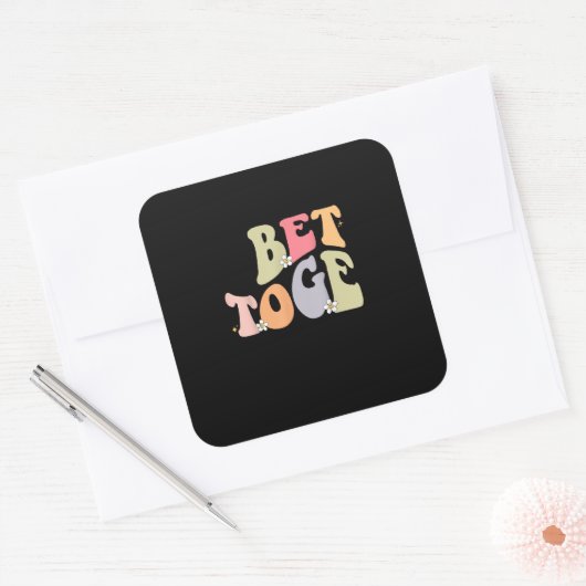 Matching Couples Better Together Style  Quadratischer Aufkleber (Umschlag)