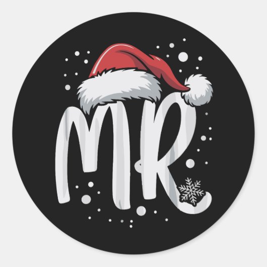Matching Couples Mr. Wedding Xmas Ugly Santa Runder Aufkleber (Vorderseite)