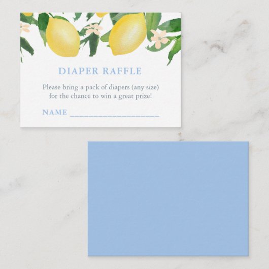 Matching Diaper oder Book Raffle Lemons Kinderdusc Begleitkarte (Vorne/Hinten)